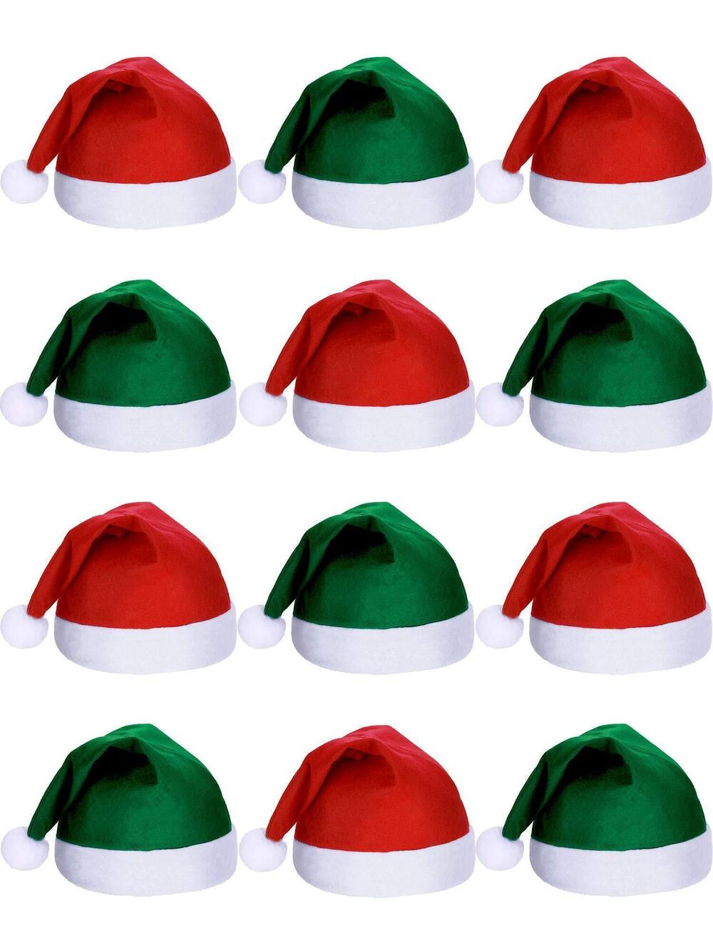 7721 12 Pieces Santa Hats Christmas Non Woven Fabric Costume Hat